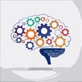 Conceptual Brain with Colorful Gears Illustration Royalty Free Stock Photo