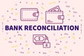 Conceptual business illustration with the words bank reconciliation