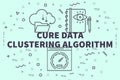 Conceptual business illustration with the words cure data clustering algorithm