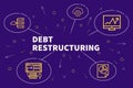 Conceptual business illustration with the words debt restructuring