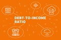 Conceptual business illustration with the words debt-to-income r Royalty Free Stock Photo