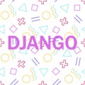 Conceptual business illustration with the words django. Learn django programming language, computer courses, training. Royalty Free Stock Photo
