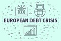 Conceptual business illustration with the words european debt cr Royalty Free Stock Photo