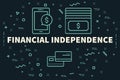 Conceptual business illustration with the words financial independence