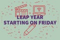 Conceptual business illustration with the words leap year starting on friday