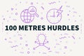 Conceptual business illustration with the words 100 metres hurdles