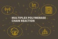 Conceptual business illustration with the words multiplex polymerase chain reaction