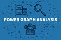 Conceptual business illustration with the words power graph anal