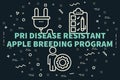 Conceptual business illustration with the words pri disease resistant apple breeding program