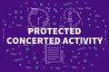 Conceptual business illustration with the words protected concerted activity