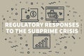 Conceptual business illustration with the words regulatory responses to the subprime crisis