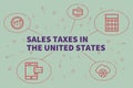 Conceptual business illustration with the words sales taxes in t