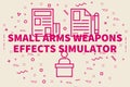 Conceptual business illustration with the words small arms weapons effects simulator