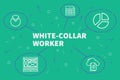 Conceptual business illustration with the words white-collar worker