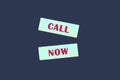 Conceptual call now symbol. Copy space. Call now message written on wooden blocks, conceptual phrase, text Royalty Free Stock Photo