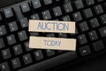 Conceptual caption Auction. Business concept Public sale Goods or Property sold to highest bidder Purchase Creating