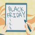 Conceptual caption Black Friday. Internet Concept a day where seller mark their prices down exclusively for buyer