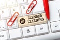 Conceptual caption Blended Learning. Business concept combines traditional classroom lessons with online teaching Royalty Free Stock Photo