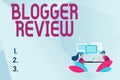 Inspiration showing sign Blogger Review. Word Written on making a critical reconsideration and summary of a blog Royalty Free Stock Photo