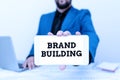 Conceptual caption Brand Building. Business showcase boosting customer s is knowledge over a certain business Tech Guru