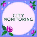 Conceptual caption City Monitoring. Internet Concept indicatorlevel analysis pilot project on urban food systems Royalty Free Stock Photo