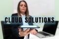 Conceptual caption Cloud Solutions. Conceptual photo ondemand services or resources accessed via the internet