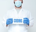 Conceptual caption Coding. Conceptual photo assigning code to something for classification identification Research Royalty Free Stock Photo