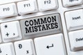 Conceptual caption Common Mistakes. Business concept actions that are often used interchangeably with error Typing
