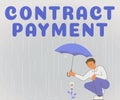 Hand writing sign Contract Payment. Business idea payments made by payer to the payee as per agreement terms