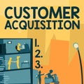 Conceptual caption Customer Acquisition. Business showcase it refers to gaining new consumers to the business Office