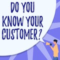 Conceptual caption Do You Know Your Customer Question. Business idea service identify clients with relevant information