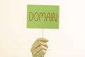 Conceptual caption Domain. Business idea identification string that defines a realm of administrative autonomy Man