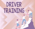 Conceptual caption Driver Training. Business overview prepares a new driver to obtain a driver s is license Colleagues