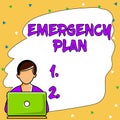 Conceptual caption Emergency Plan. Concept meaning Procedures for response to major emergencies Be prepared Royalty Free Stock Photo