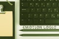 Writing displaying text Emotion Logic. Business concept Heart or Brain Soul or Intelligence Confusion Equal Balance Royalty Free Stock Photo