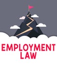 Conceptual caption Employment Law. Business showcase deals with legal rights and duties of employers and employees