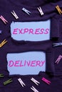 Conceptual caption Express Delivery. Internet Concept expediting the distributiuon of goods and services