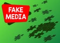 Conceptual caption Fake Media. Word Written on An formation held by brodcasters which we cannot rely on Jigsaw puzzle Royalty Free Stock Photo