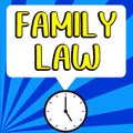 Sign displaying Family Law. Concept meaning the branch of law that deals with matters relating to the family Royalty Free Stock Photo