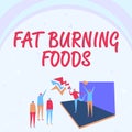 Conceptual caption Fat Burning Foods. Conceptual photo Certain types of food burn calories as you chew them Illustration