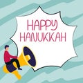 Conceptual caption Happy Hanukkah. Word for Jewish festival celebrated from the 25th of Kislev to the 2nd of Tevet