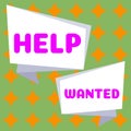 Handwriting text Help Wanted. Business idea advertisement placed in newspaper by employers seek employees