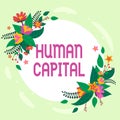 Conceptual caption Human Capital. Internet Concept Intangible Collective Resources Competence Capital Education Blank Royalty Free Stock Photo