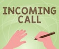 Conceptual caption Incoming Call. Business overview Inbound Received Caller ID Telephone Voicemail Vidcall
