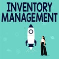 Hand writing sign Inventory Management. Business idea Overseeing Controlling Storage of Stocks and Prices Illustration