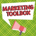 Conceptual caption Marketing Toolbox. Business concept Means in promoting a product or services Automation