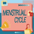 Text sign showing Menstrual Cycle. Conceptual photo monthly cycle of changes in the ovaries and uterus lining Woman Royalty Free Stock Photo