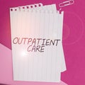 Conceptual caption Outpatient Care. Business showcase the final result of something or how the way things end up