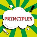 Conceptual caption Principles. Business idea fundamental truth that serves as the base for a system of belief