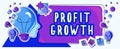 Conceptual caption Profit Growth. Concept meaning Objectives Interrelation of Overall Sales Market Shares